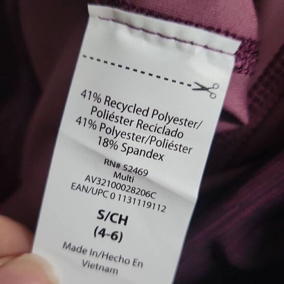 Avia Ladies Pink Marled Camo Print Athletic Leggings with Side Pockets - Size Sm - Picture 5 of 5